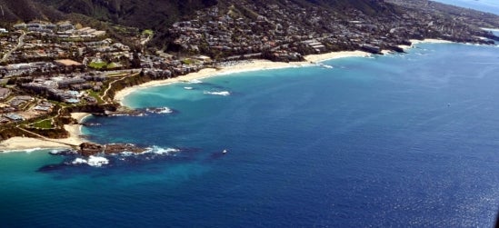 A view of the Laguna Beach coastline seen from the air