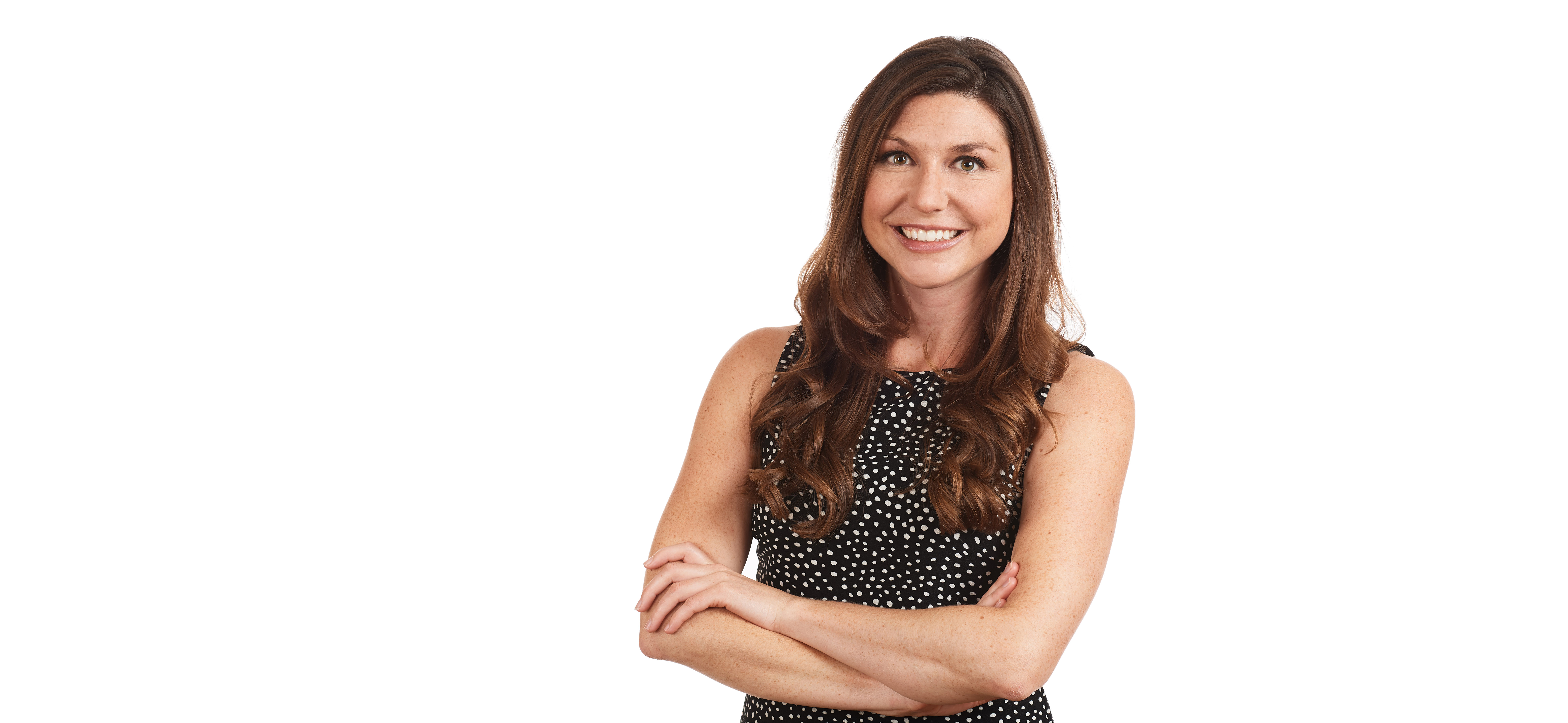 Woman smiling in white background