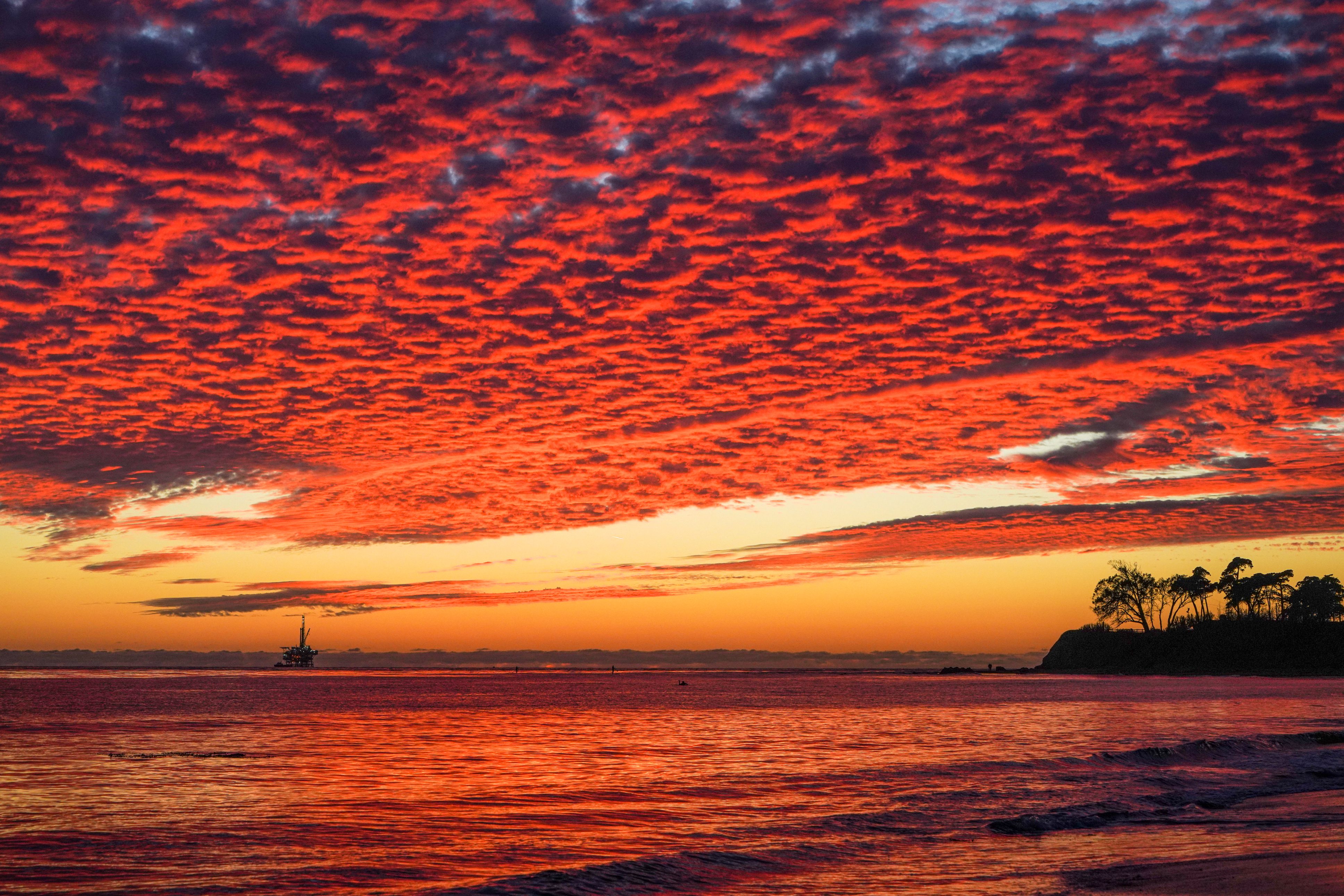 Vivid sunset over ocean