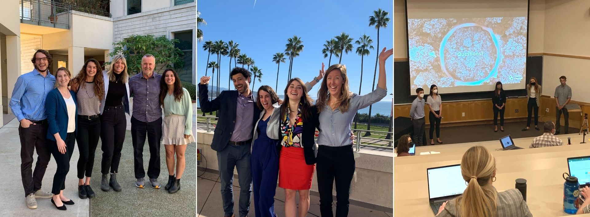 Collage of students posing in groups