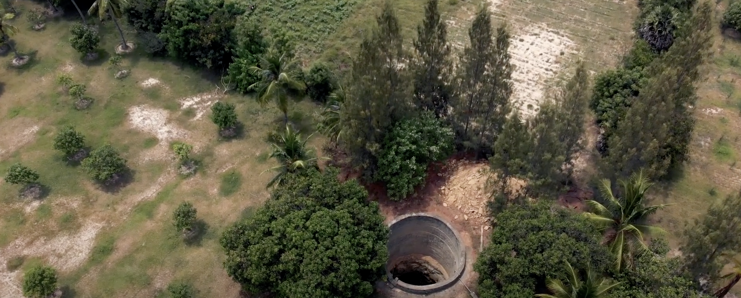 aerial view of groundwater well in India