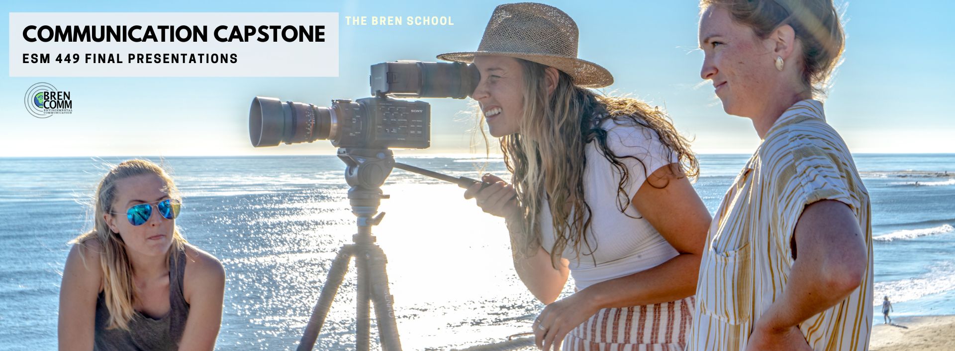 Students shooting a film on the beach