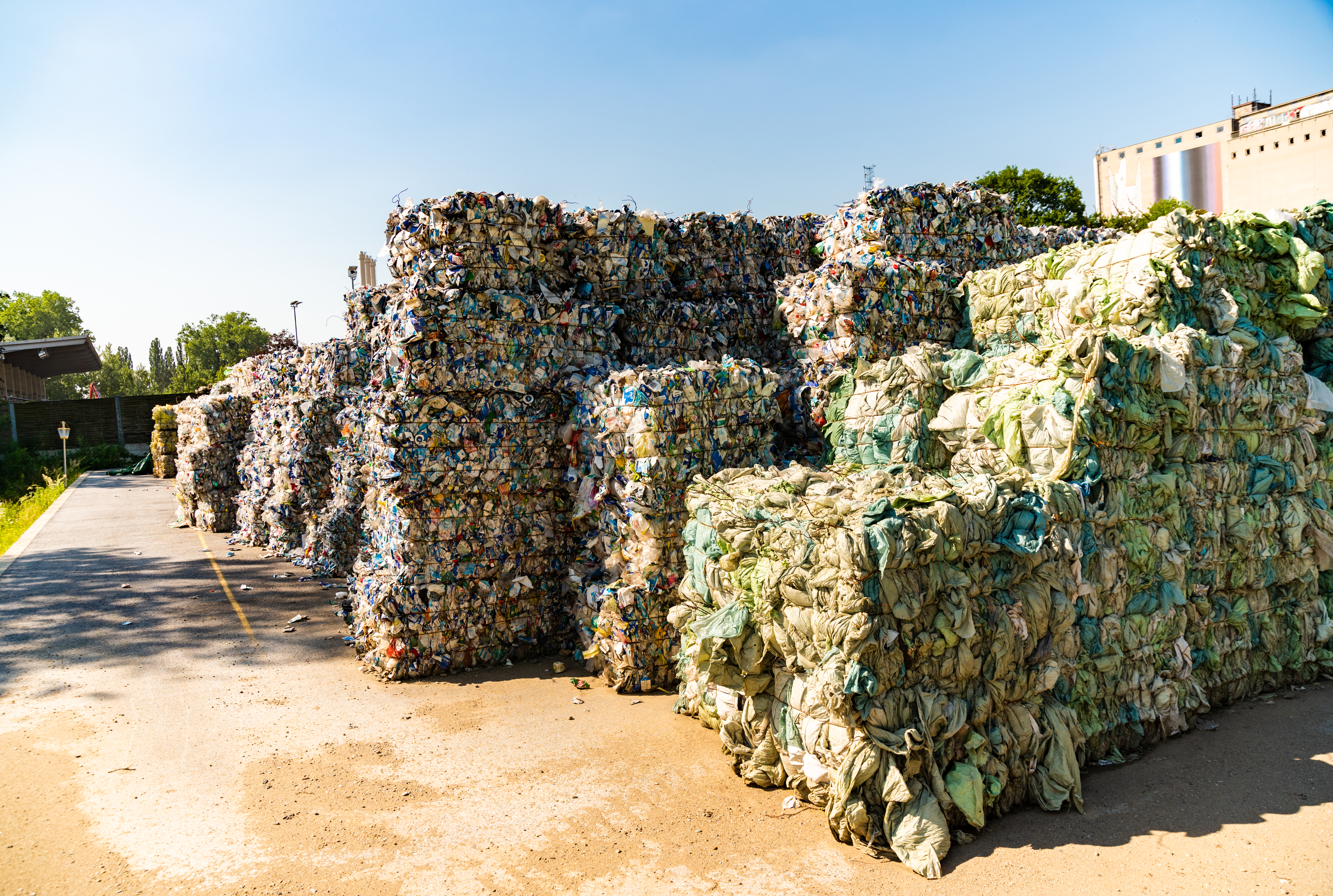 sorted plastic bundled for recycling