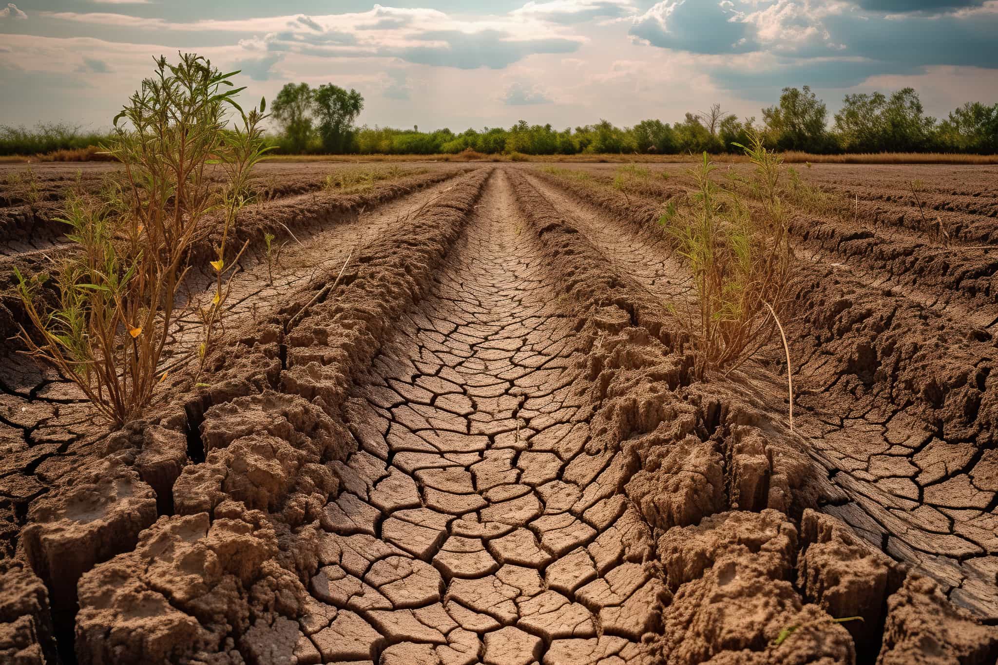 Life Finds a Way: Photo of Grass Pushing Through Dry Earth in a Barren Field