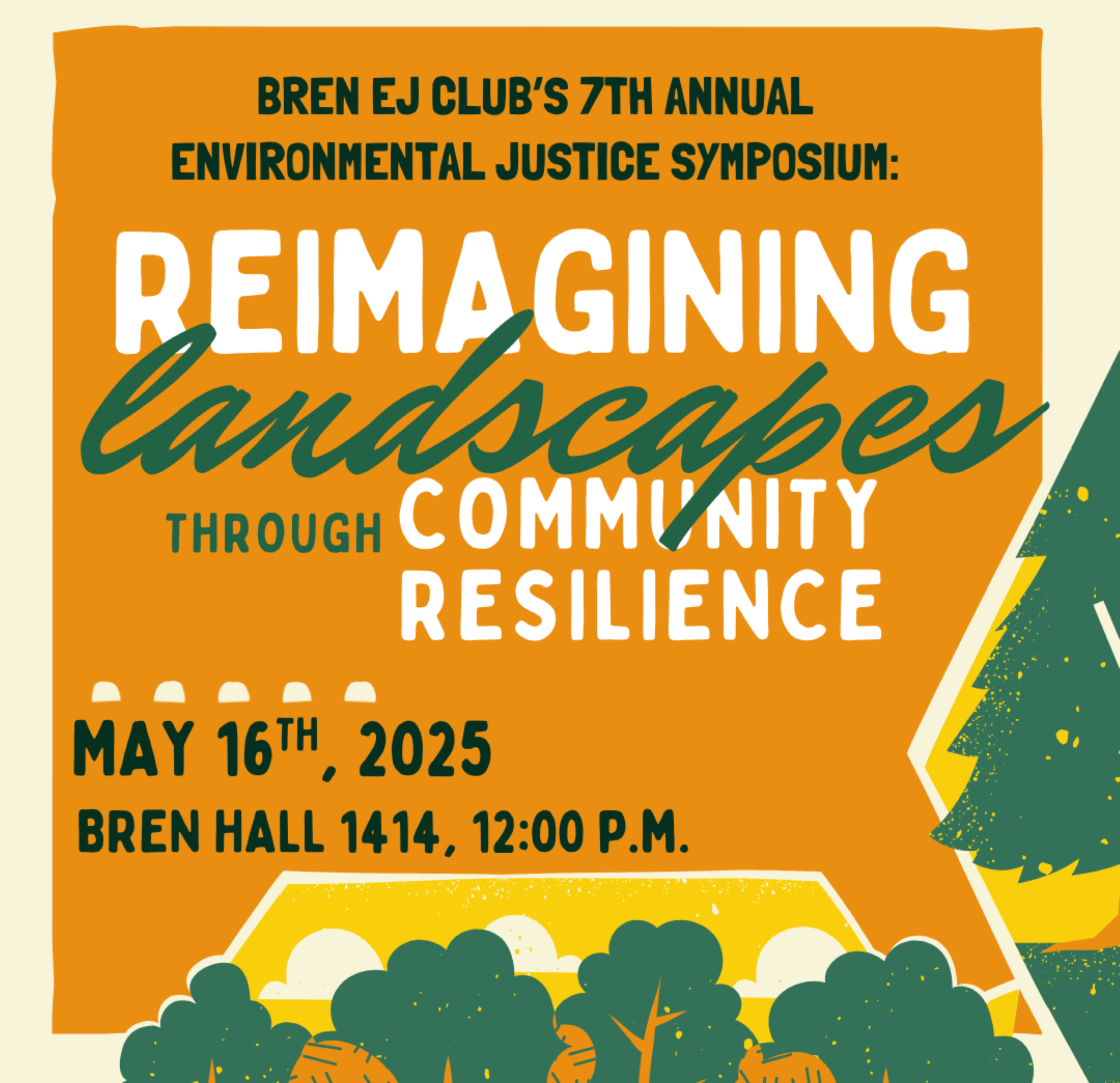 Poster with text Reimagining Landscapes through Community Resilience