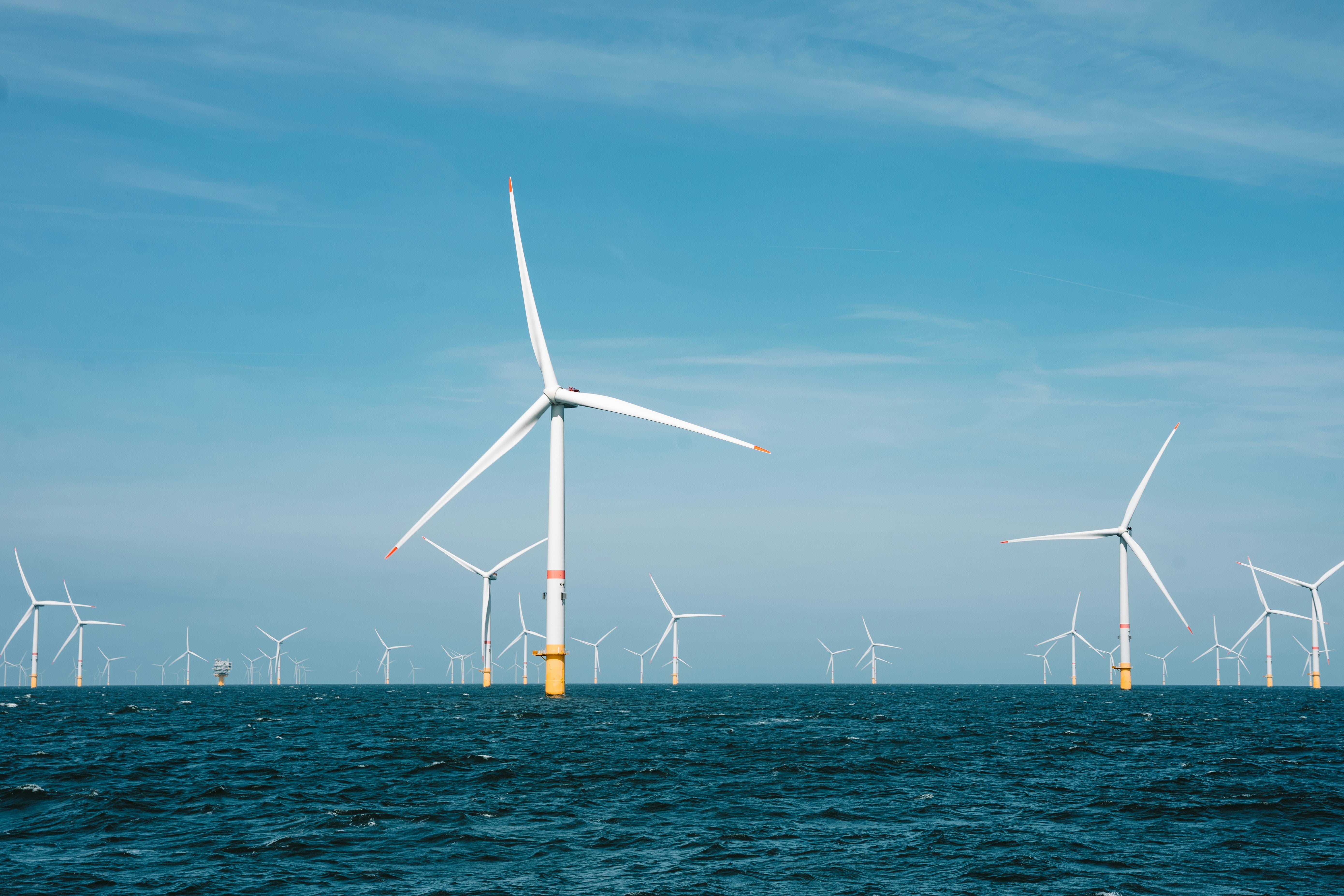 offshore wind turbines in the water
