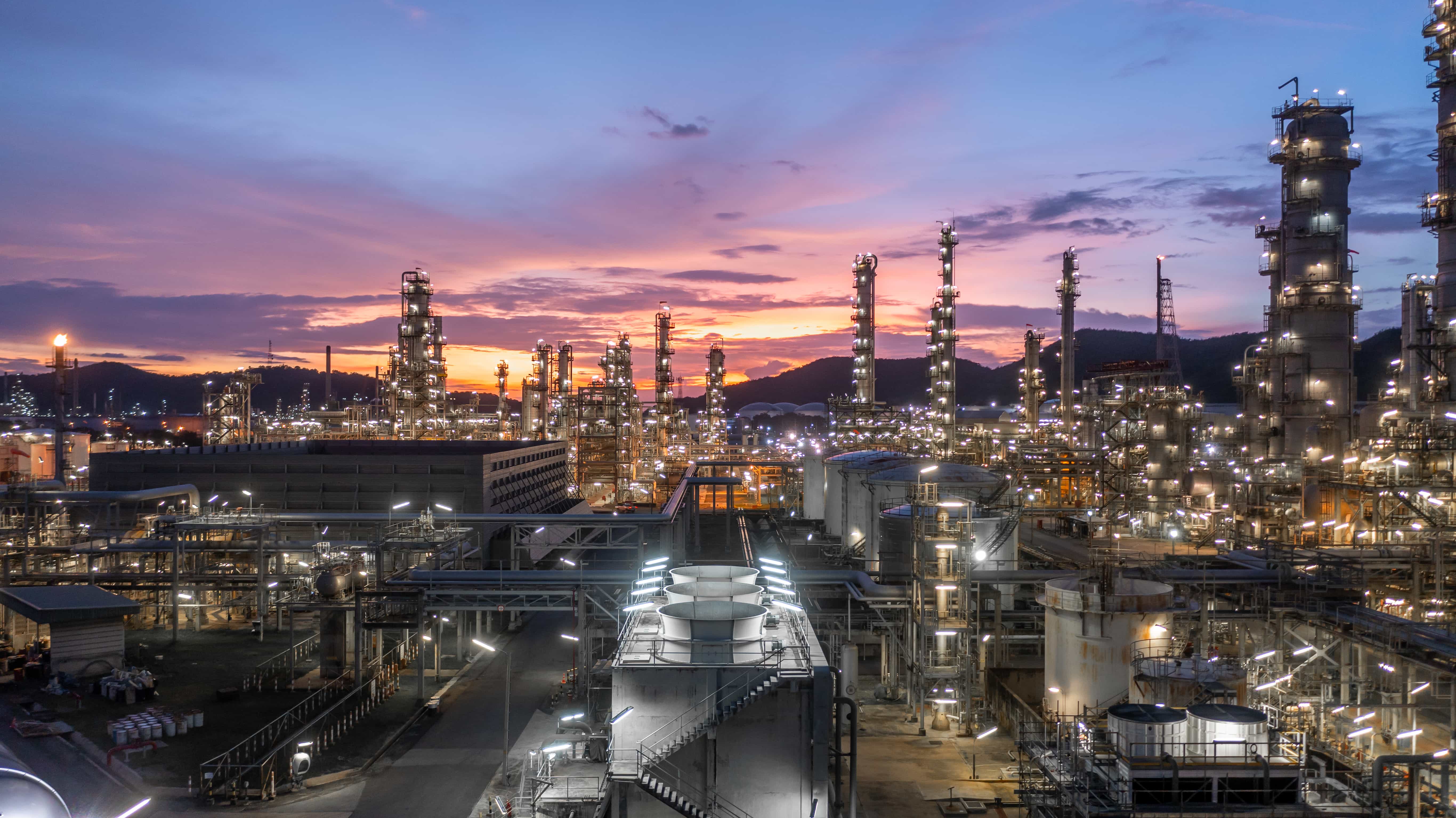 Aerial view oil and gas storage tank and pipeline, Oil and Gas storage tank chemical petroleum.