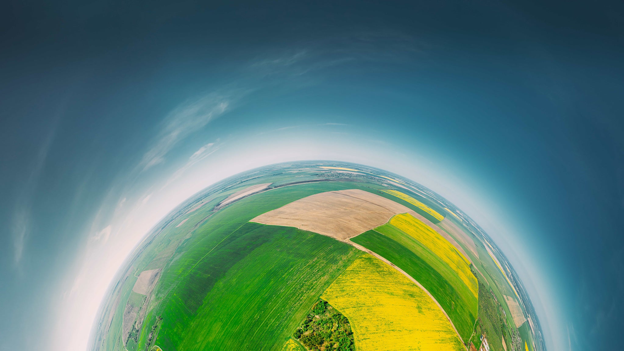 Aerial View Green Countryside Rural Yellow Canola Colza Field Meadow Landscape Sunny Spring Day. Top Aerial View Green Countryside Rural Yellow Canola Colza Field Meadow Landscape Sunny Spring Day. Top