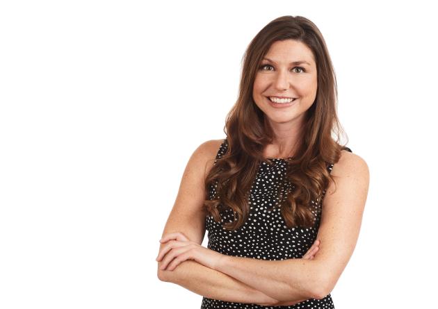 Woman smiling in white background