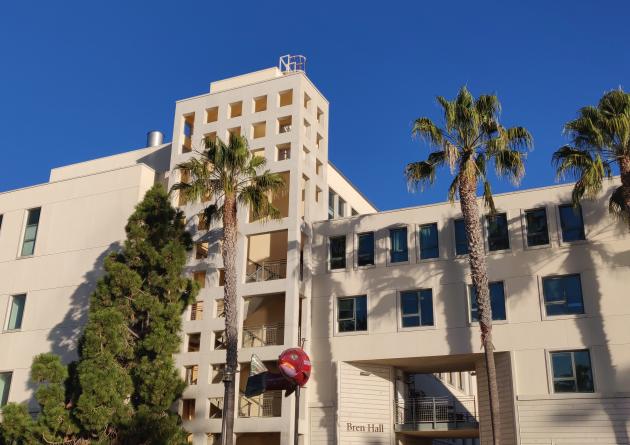 Exterior view of a tall university building