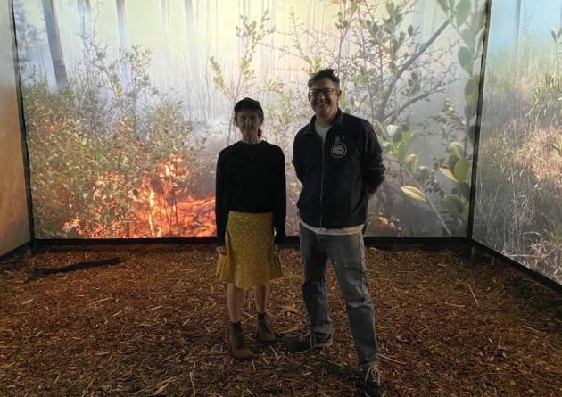 Naomi Tague and Ethan Turpin at WILDLAND art exhibit