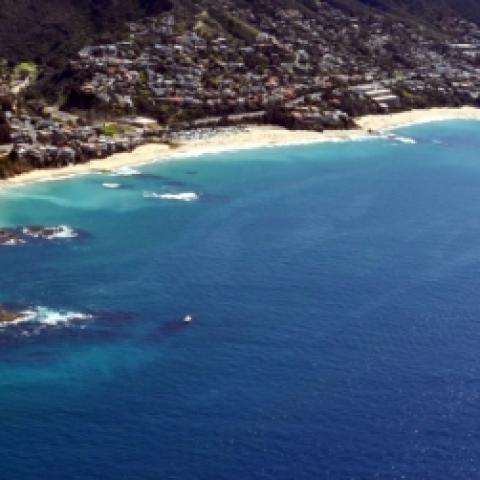 A view of the Laguna Beach coastline seen from the air