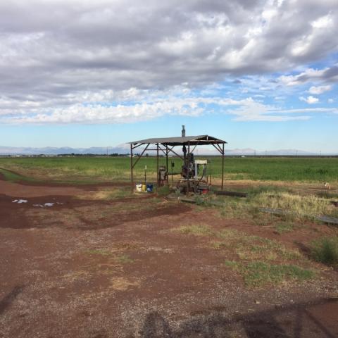 A groundwater well in a field