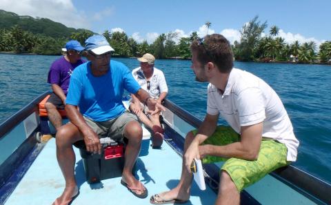 Four men on a fishing boat