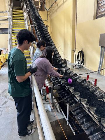 Students collect Biosolids at a wastewater treatment plant