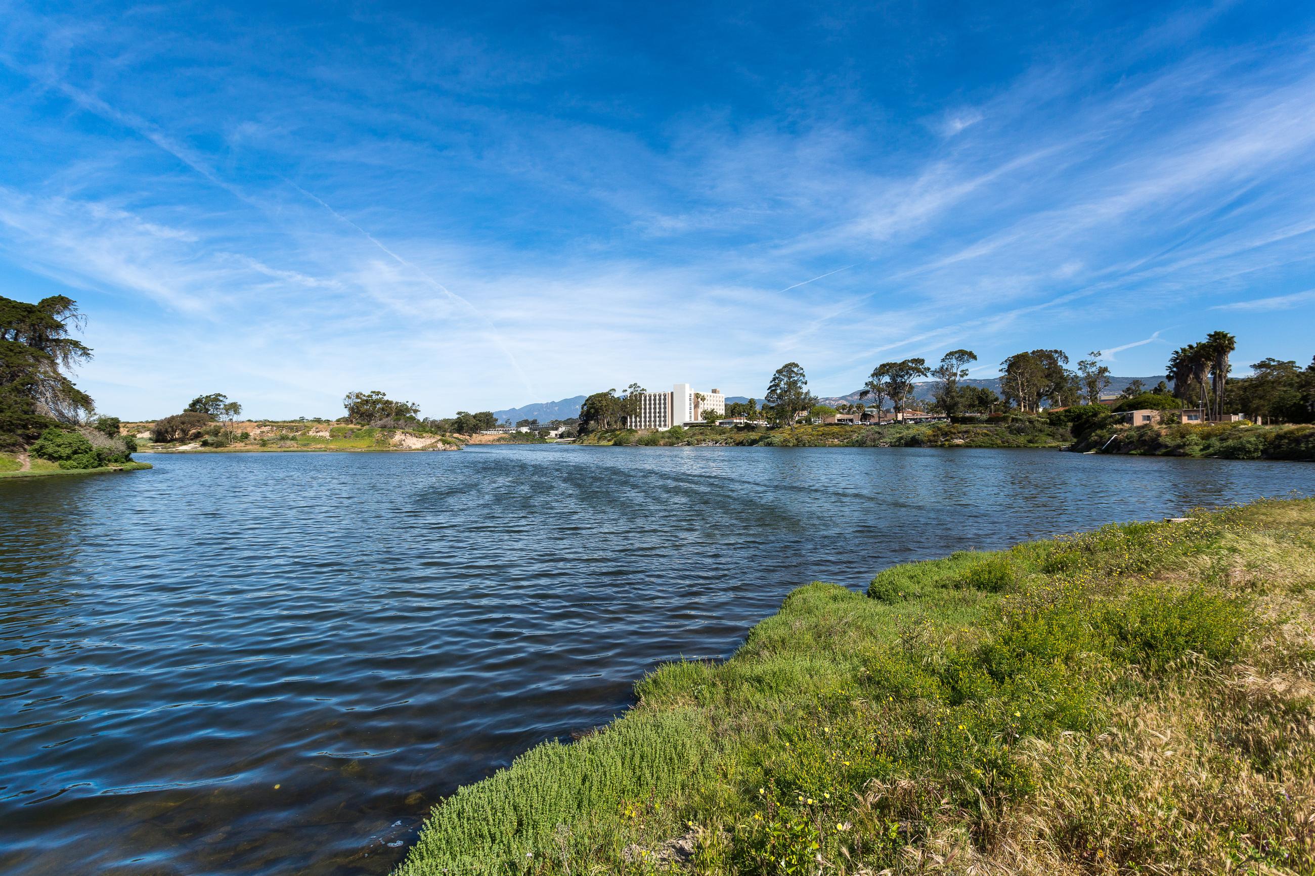 View of a lagoon and blue sky 