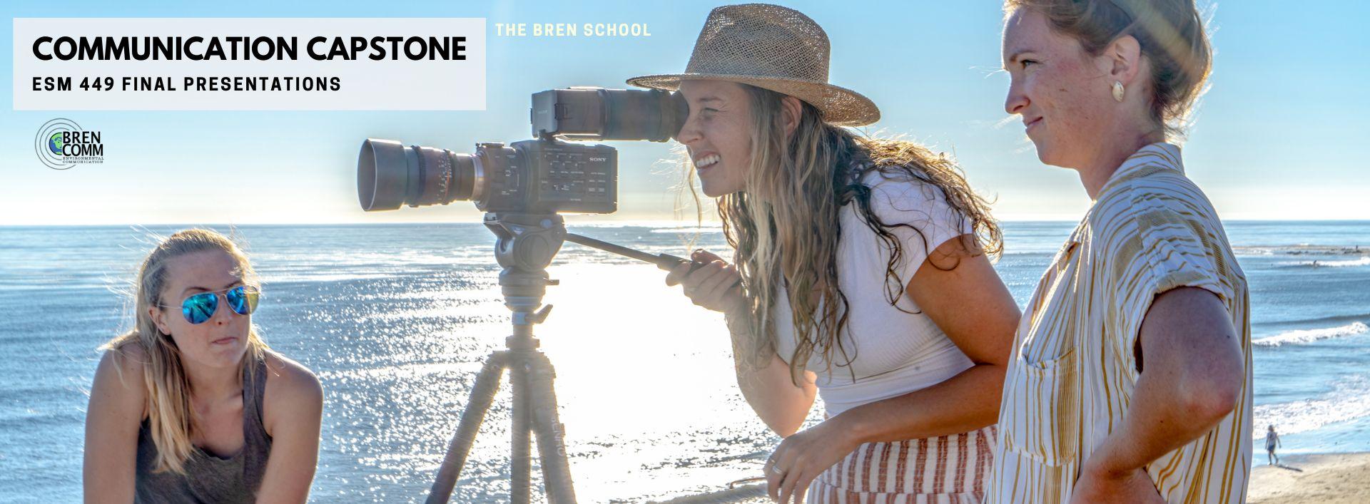 Students shooting a film on the beach