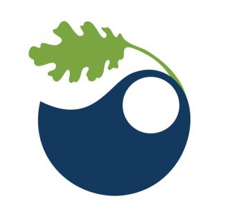 Bren logo - round space, artistic blue wave and green leaf