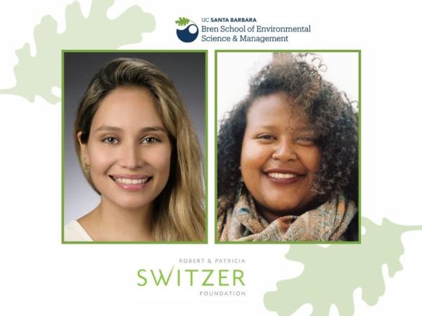 Two women's faces on a design background