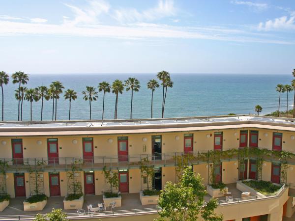 Rooftop with solar panels and ocean view