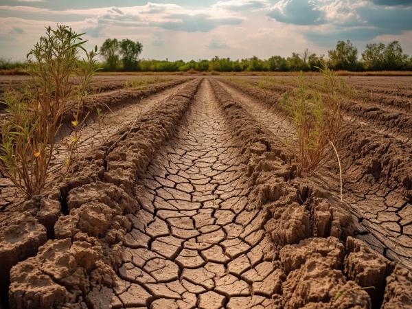 Life Finds a Way: Photo of Grass Pushing Through Dry Earth in a Barren Field